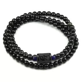 Natural Black Obsidian Stone Multilayer Beads Strand Bracelet