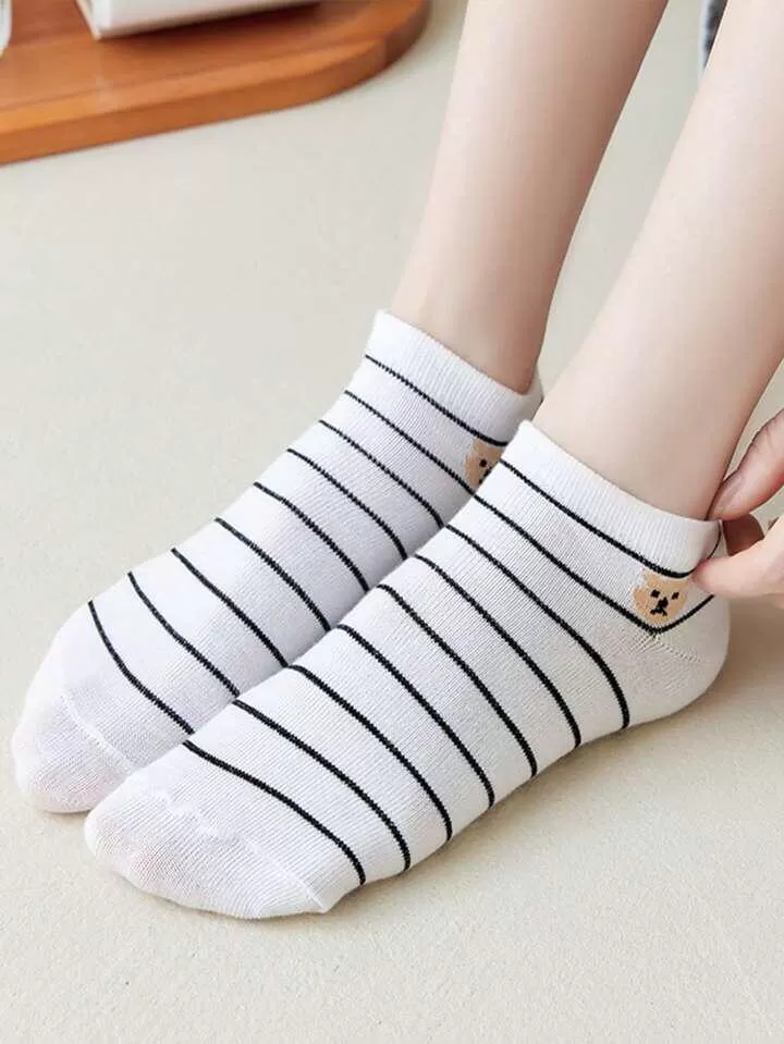 10 pairs Striped and bear pattern invisible short socks SK-45