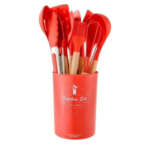 12pcs Silicone Kitchenware Cooking Utensils Set Heat Resistant Kitchen Non-stick Cooking Utensils (random Color)