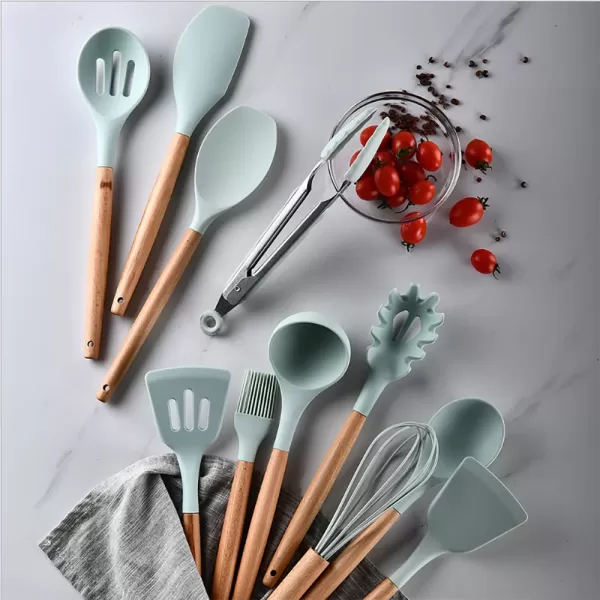 12pcs Silicone Kitchenware Cooking Utensils Set Heat Resistant Kitchen Non-stick Cooking Utensils (random Color)