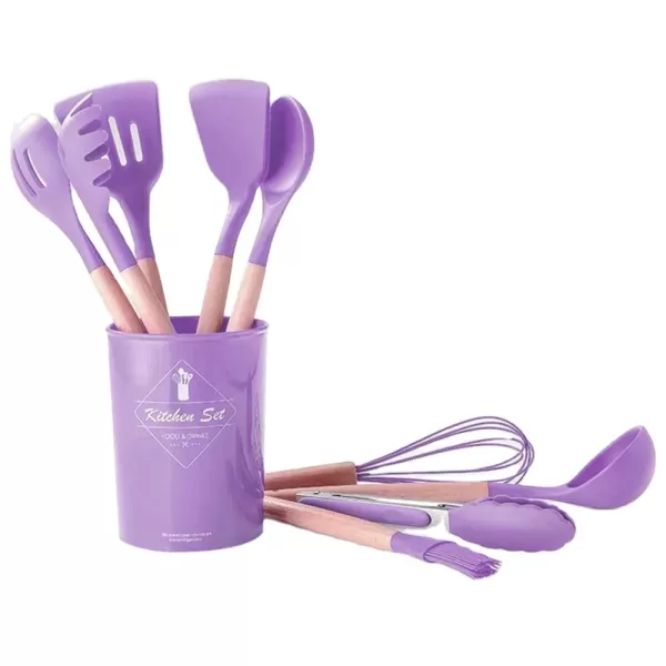 12pcs Silicone Kitchenware Cooking Utensils Set Heat Resistant Kitchen Non-stick Cooking Utensils (random Color)