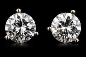 14K White Gold 0.96 Carat Total Weight Round Brilliant Cut Diamond Martini Stud Earrings