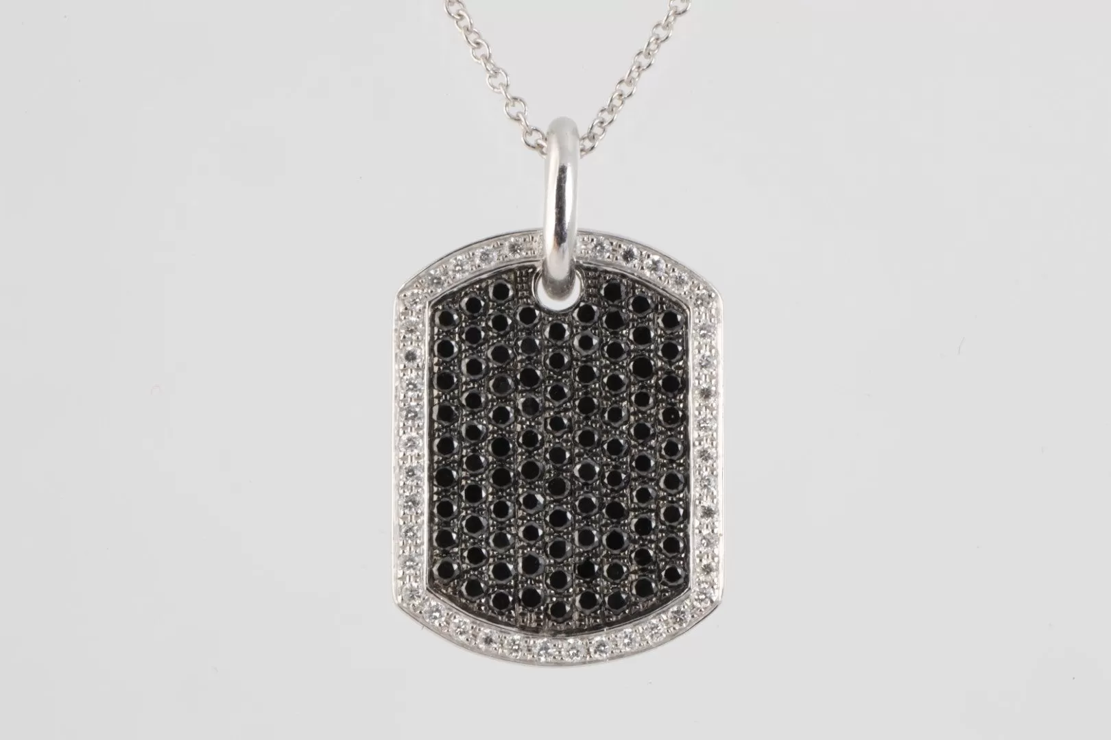 18.5" 14k White Gold 1.45tcw Diamond ID Tag Necklace (4.02g.)