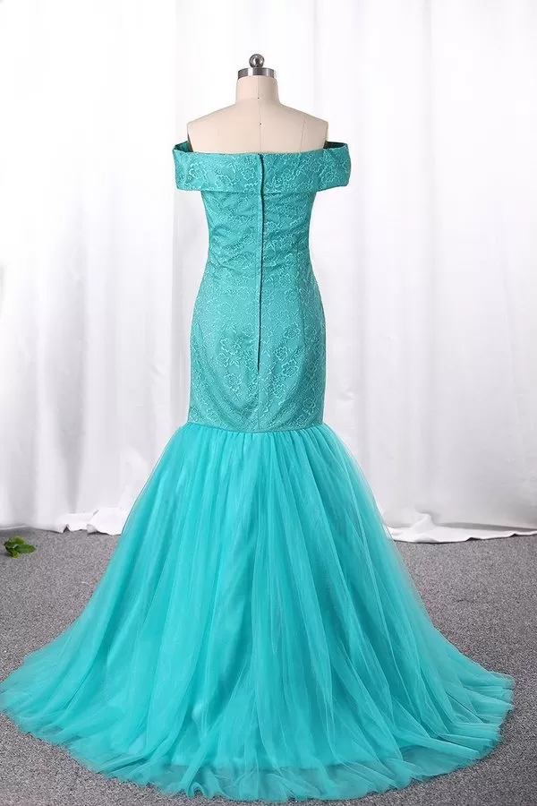 2024 Mermaid Bridesmaid Dresses Boat Neck Tulle & Lace PKXYDJ2T