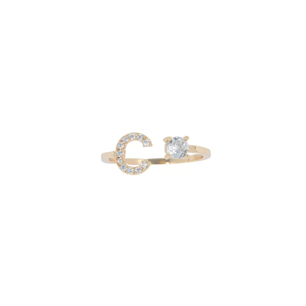 316L Stainless Steel Crystal Initial Ring