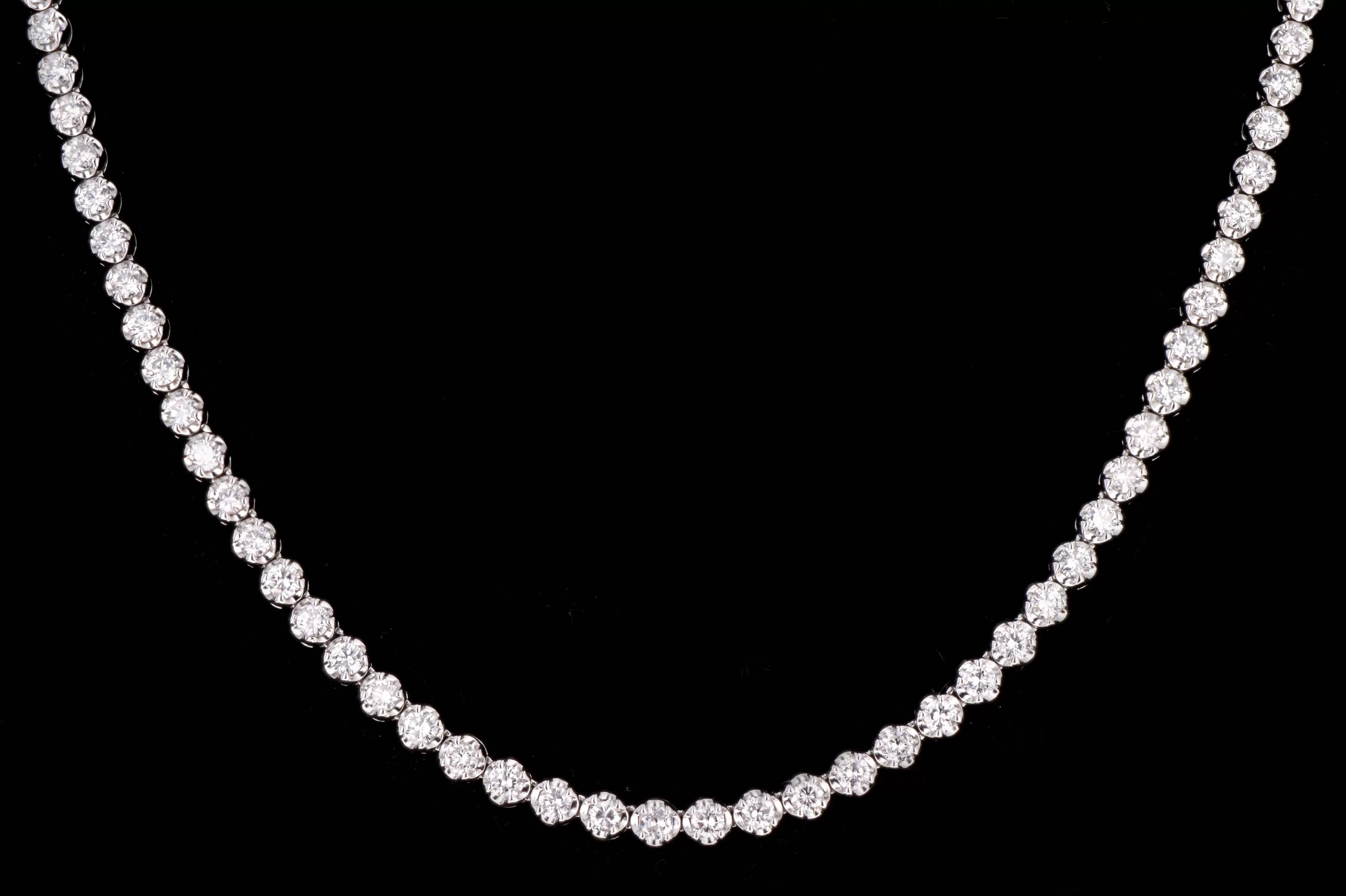 6.95 Carat Total Weight Round Diamond Adjustable Bolo Tennis Necklace in 14K White Gold