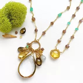 768-One of a Kind Gemstone Drop Necklace