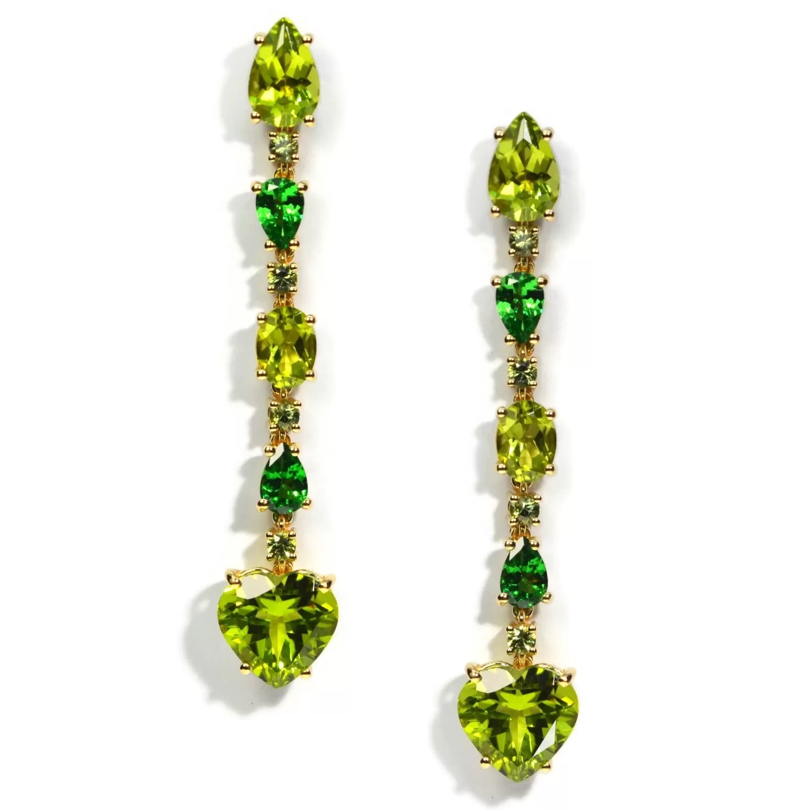 A & Furst - Party - Drop Earrings with Peridot, Tsavorite and Green Sapphires, 18k Yellow Gold