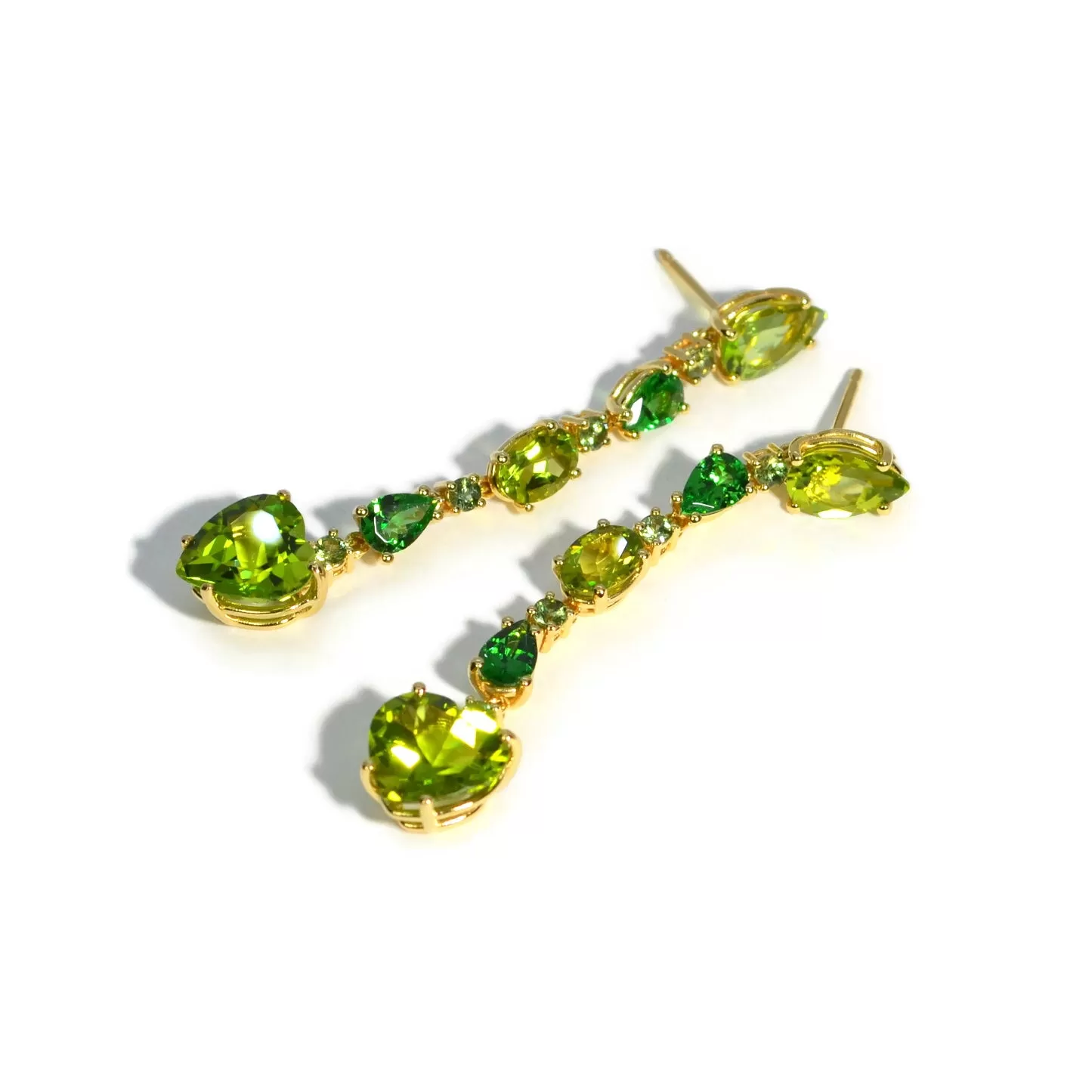 A & Furst - Party - Drop Earrings with Peridot, Tsavorite and Green Sapphires, 18k Yellow Gold