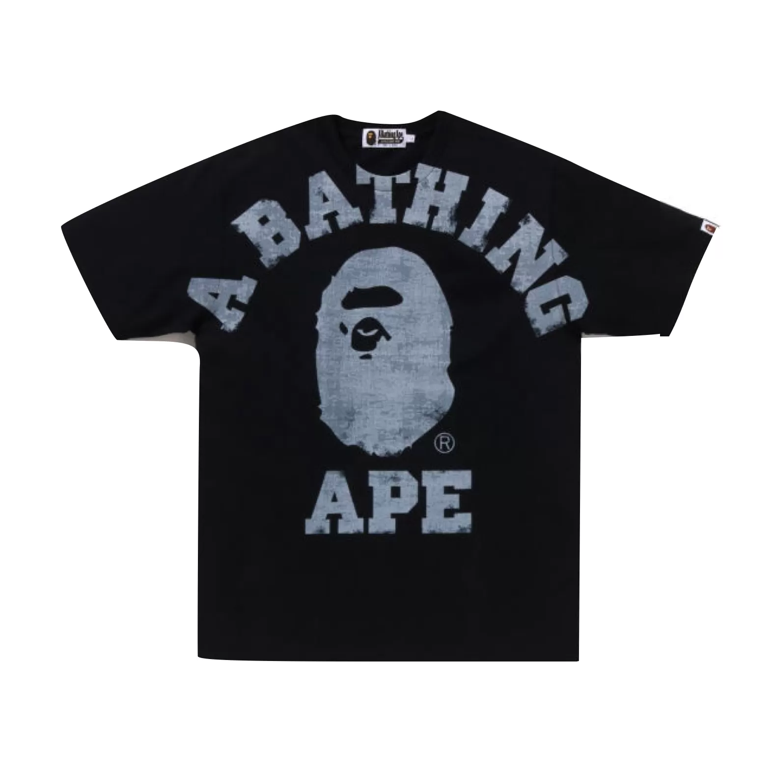 A BATHING APE OVERPRINTED COLLEGE TEE - BLACK