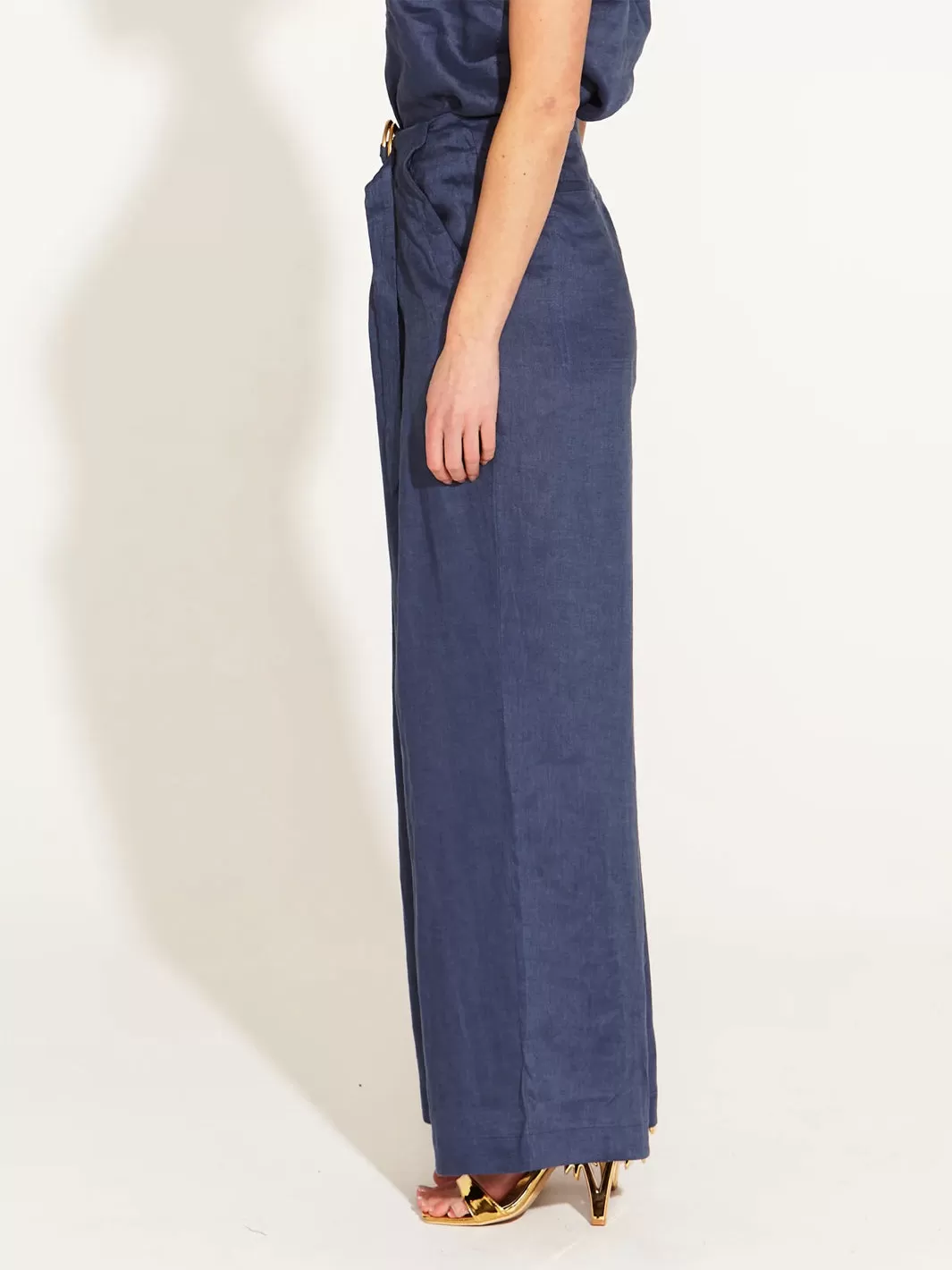 A Walk In The Park High Waisted Belted Wide Leg Pant