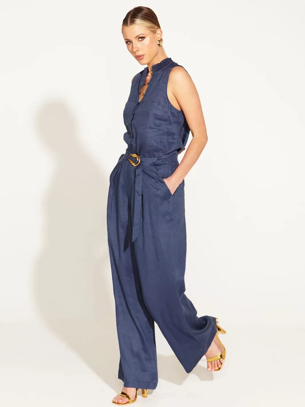 A Walk In The Park High Waisted Belted Wide Leg Pant