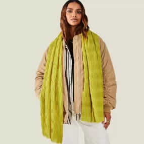 Accessorize London Women's Yellow Textured Pleat Scarf