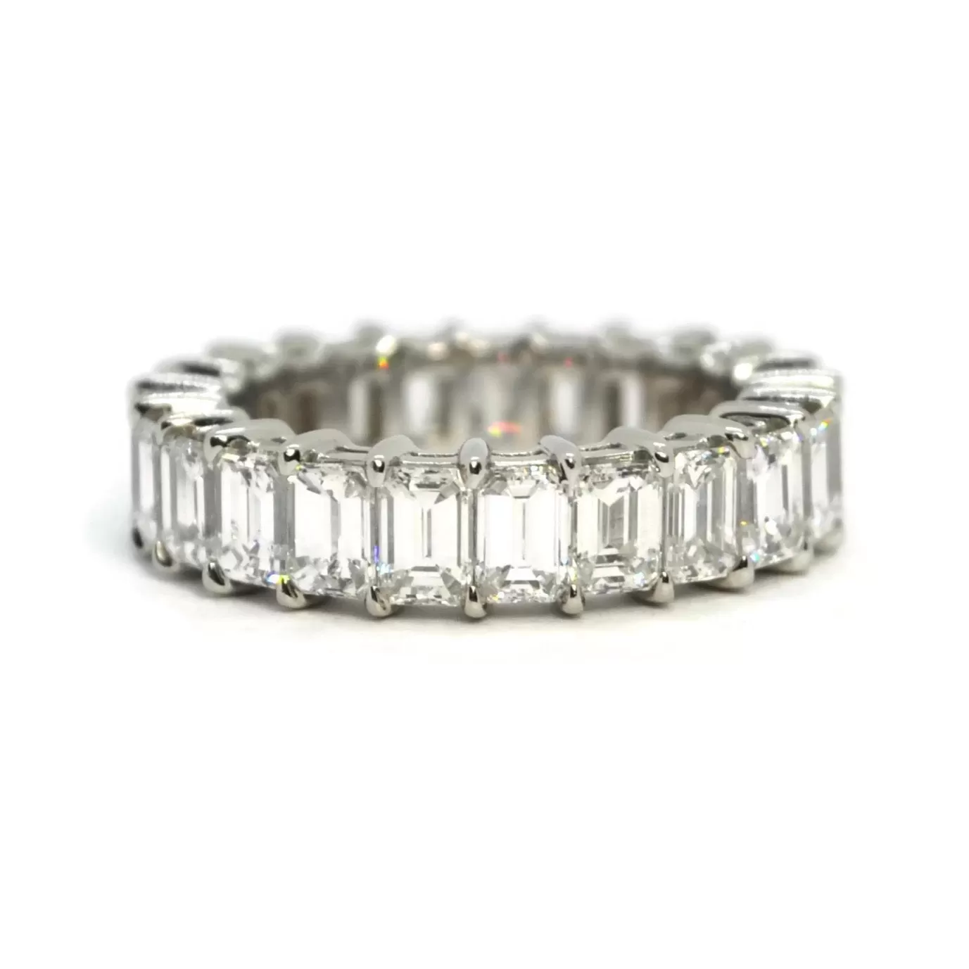 AFJ Diamond Collection - Eternity Band Ring with Emerald-cut Diamonds 5.43 carats, Platinum