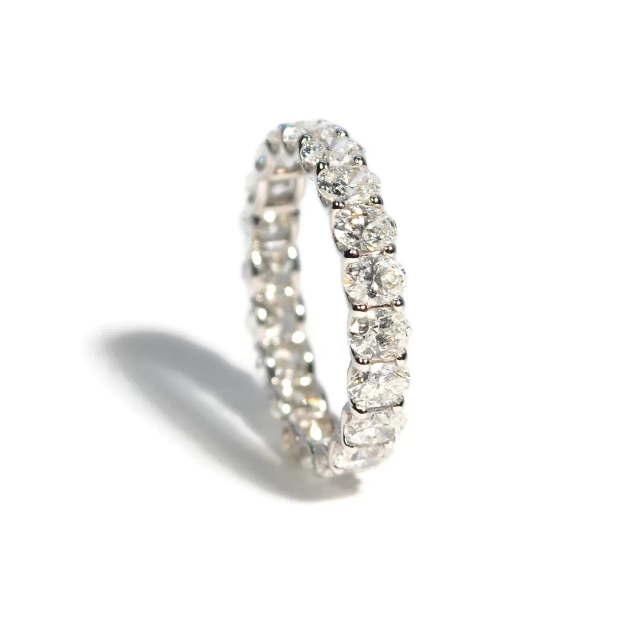 AFJ Diamond Collection - Eternity Band Ring with Oval Diamonds 2.77 carats, 18k White Gold