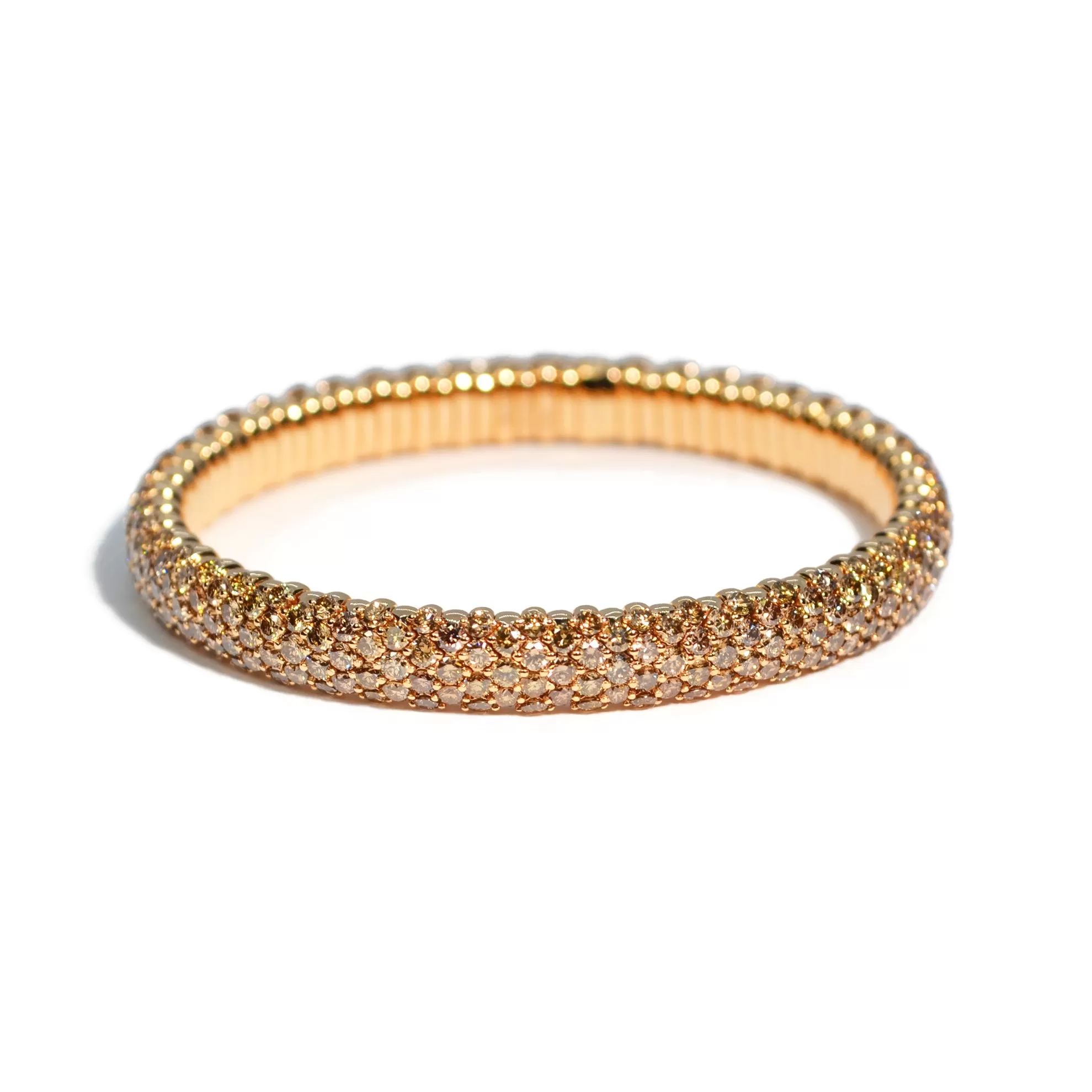 AFJ Diamond Collection - Flexible Bracelet with Champagne Diamonds, 18k Rose Gold