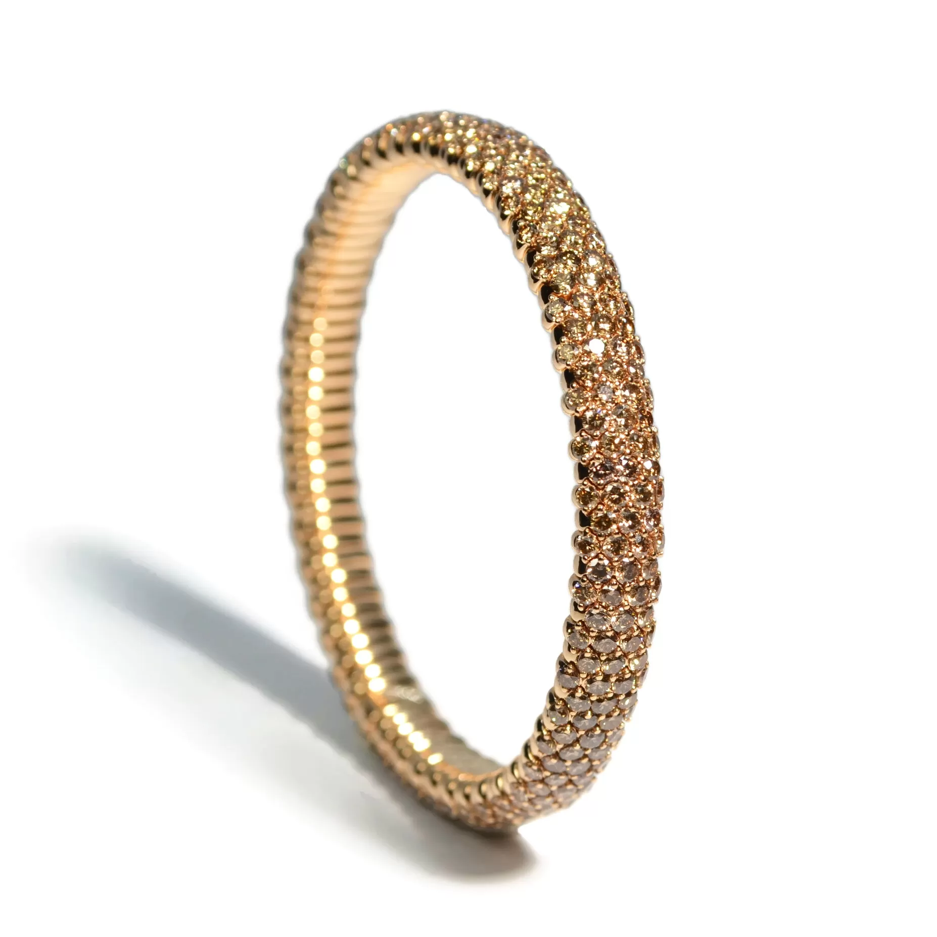 AFJ Diamond Collection - Flexible Bracelet with Champagne Diamonds, 18k Rose Gold