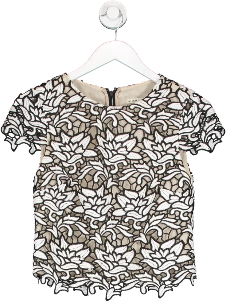 Alice   Olivia Black And White Floral Top UK XS