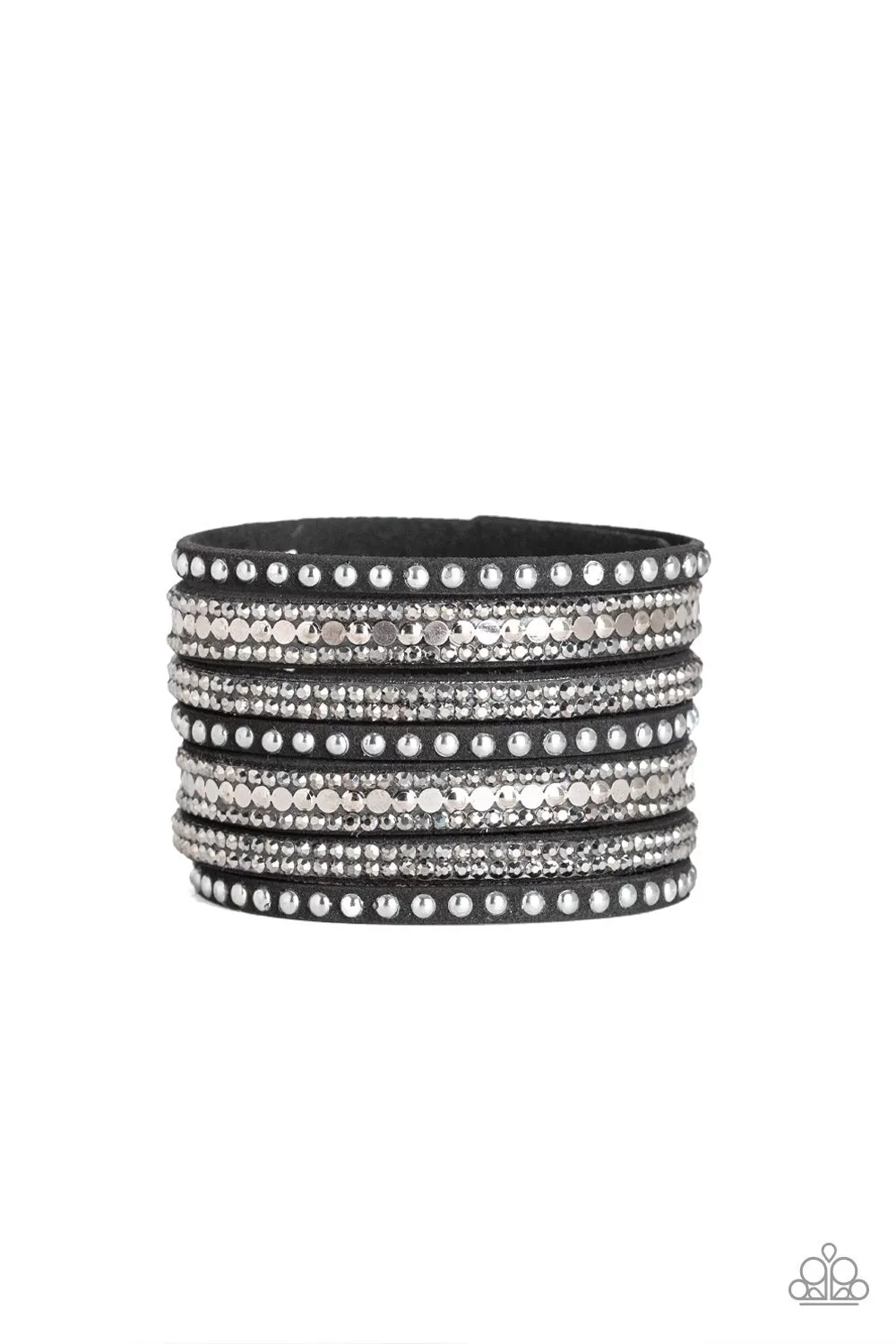 All Hustle and Hairspray Black Urban Wrap Snap Bracelet - Paparazzi Accessories