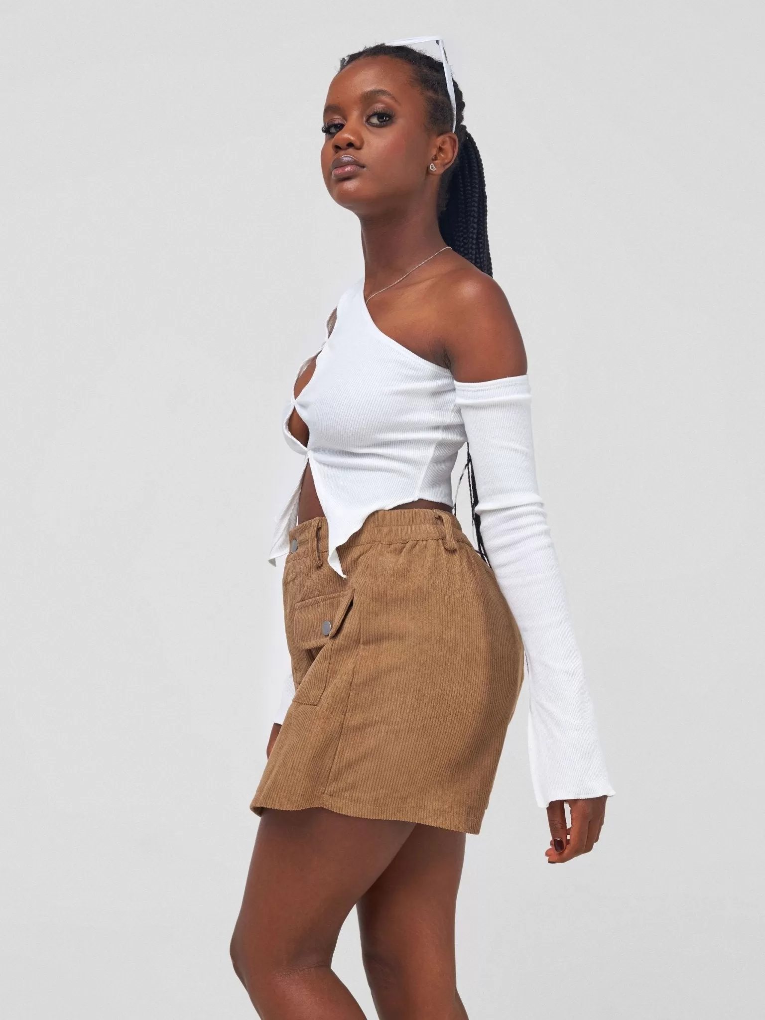 Anika Corduroy Chic Skort - Brown