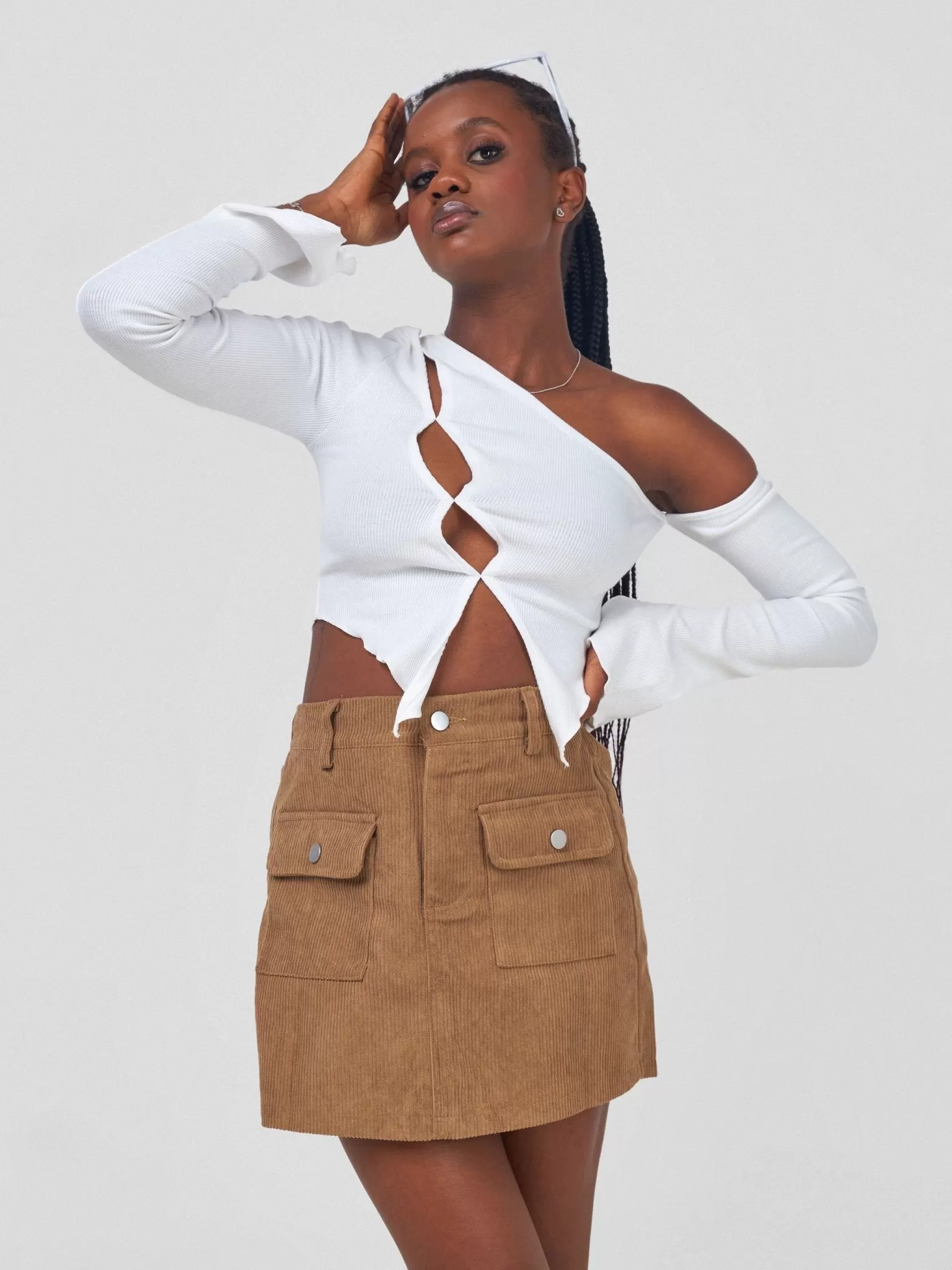 Anika Corduroy Chic Skort - Brown