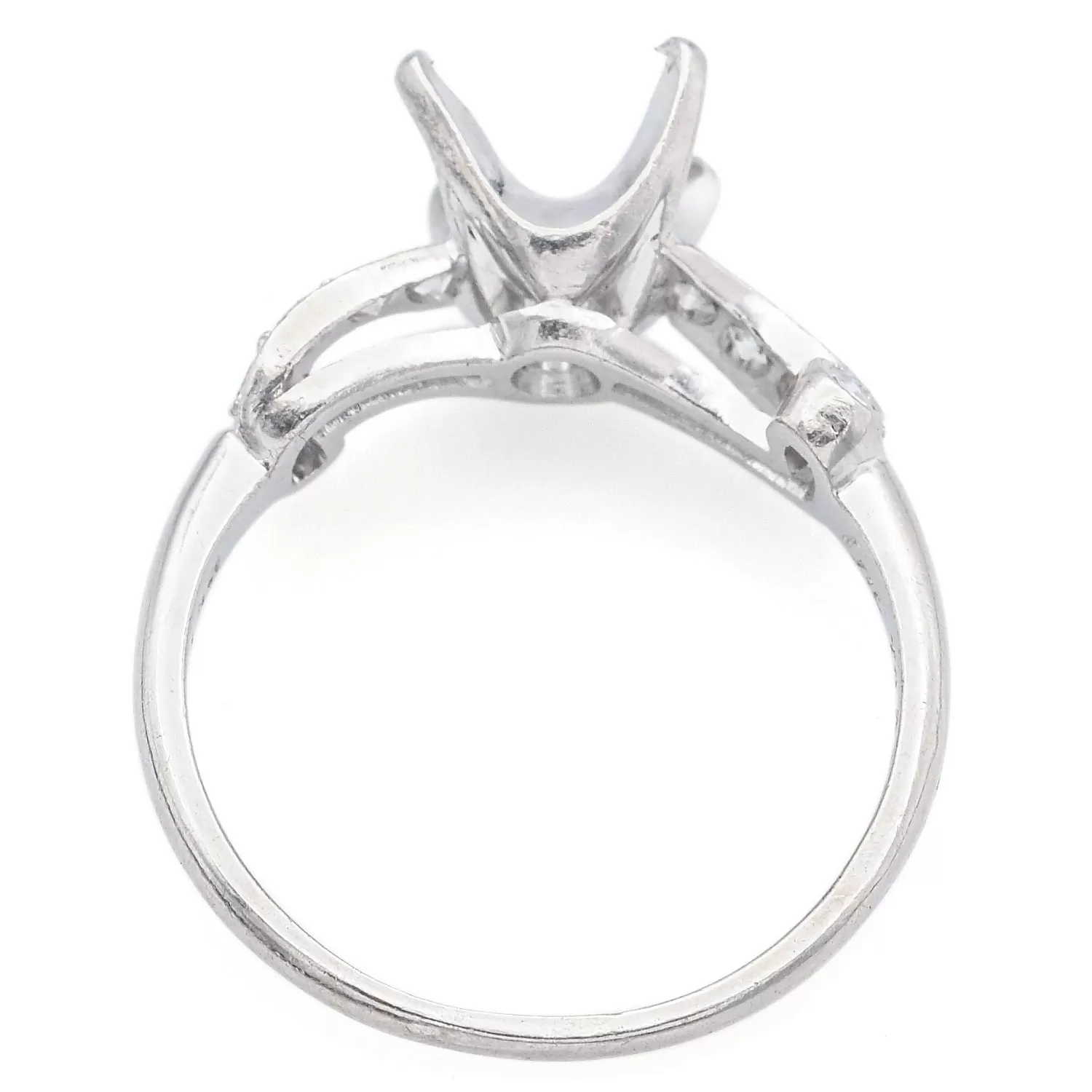 Antique Platinum 0.30 TCW Diamond Fits 1.75 ct Semi-Mount Band Ring Size 6.5