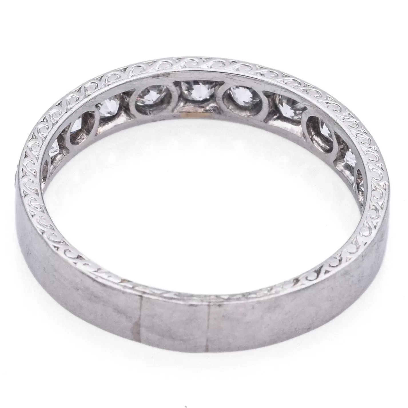 Antique Platinum 0.55 TCW Diamond Semi-Eternity Band Ring Size