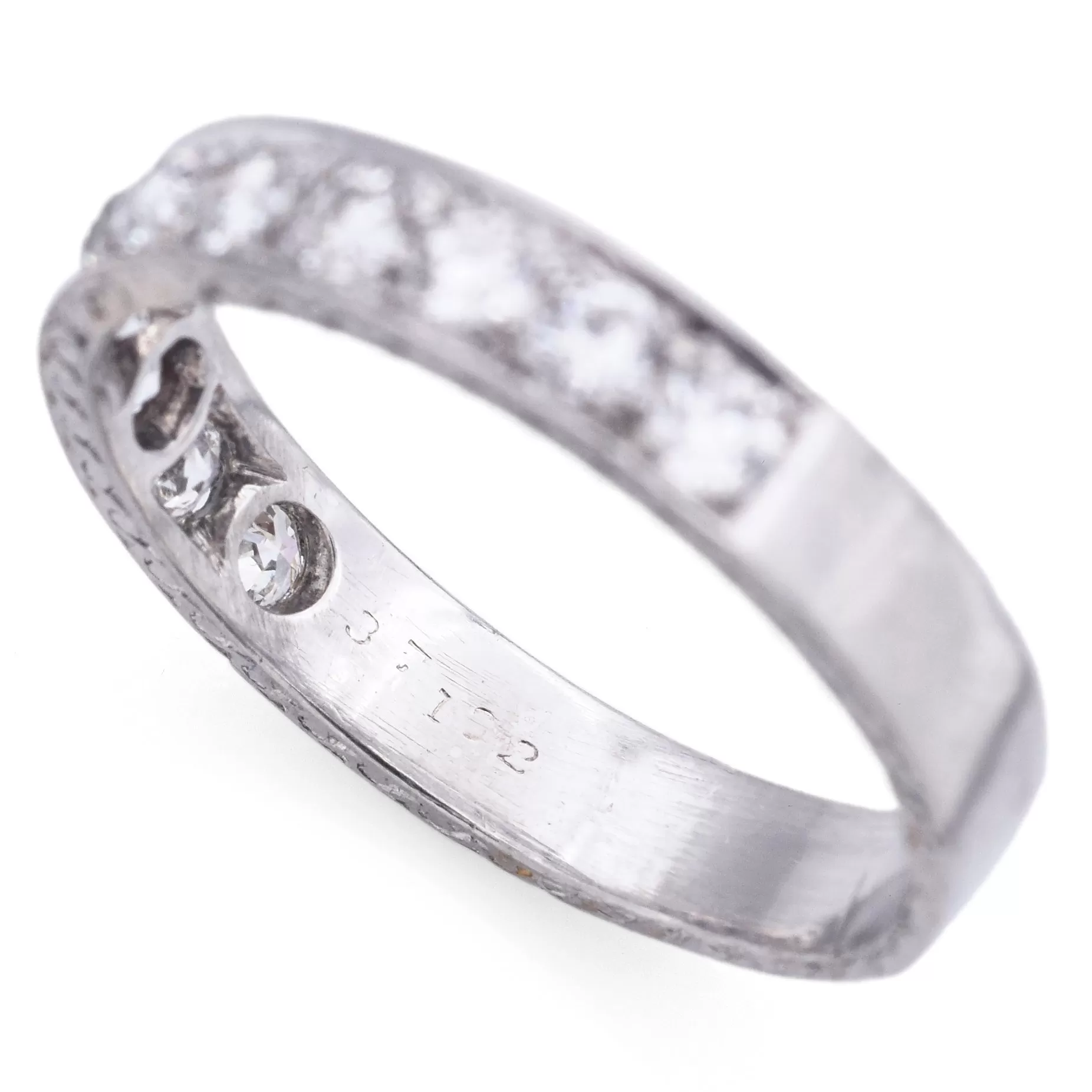 Antique Platinum 0.55 TCW Diamond Semi-Eternity Band Ring Size