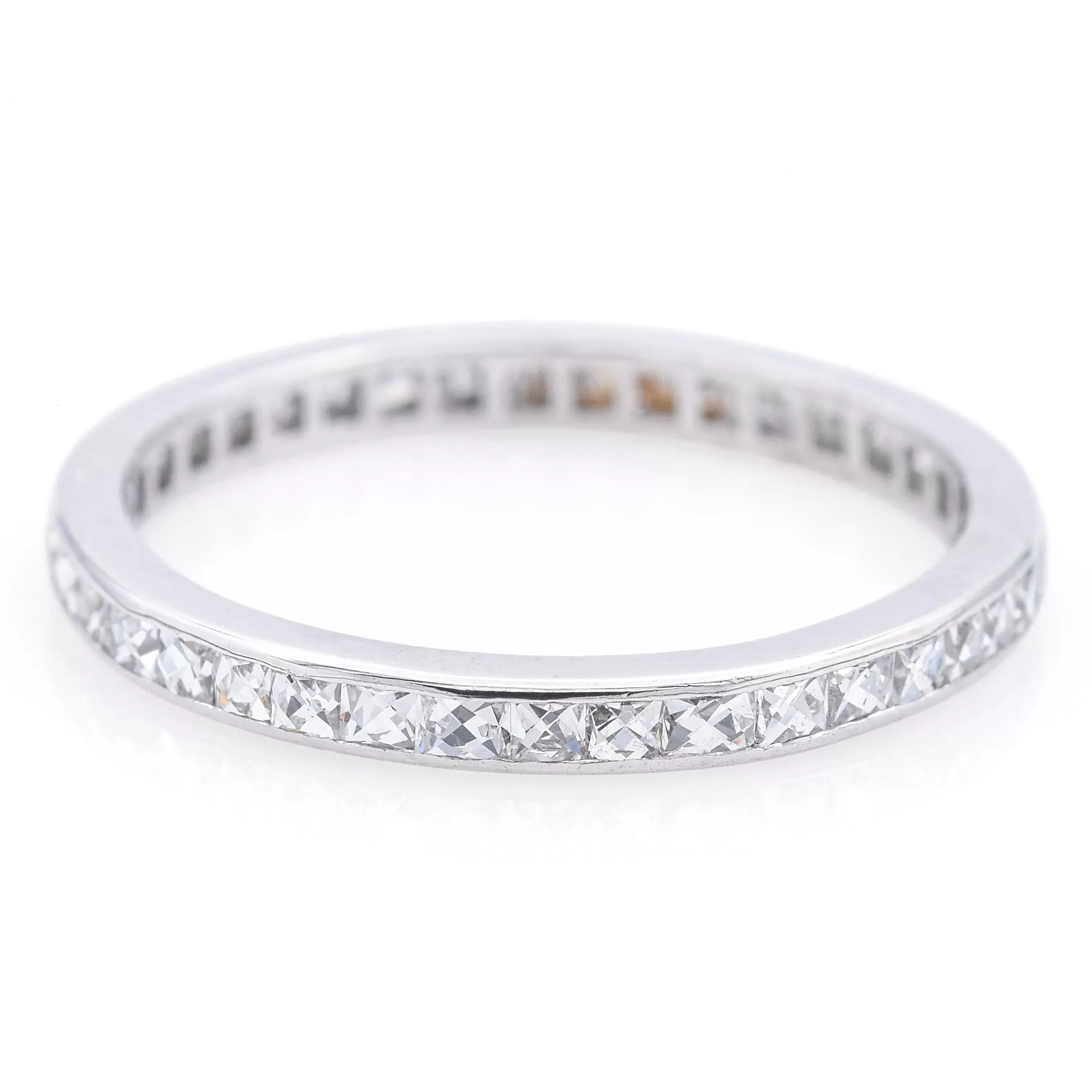 Antique Platinum 0.57 TCW Diamond 2 mm Eternity Band Ring Size 5.5