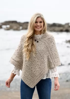 Aran Cable Knit Poncho | Oatmeal