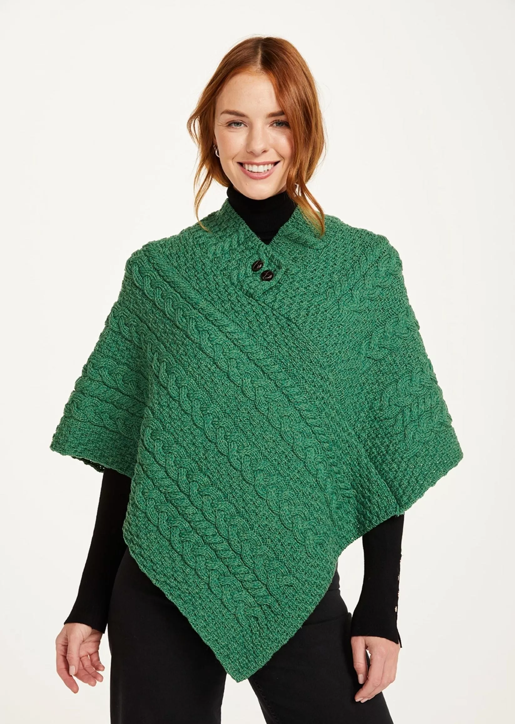 Aran Poncho | Green