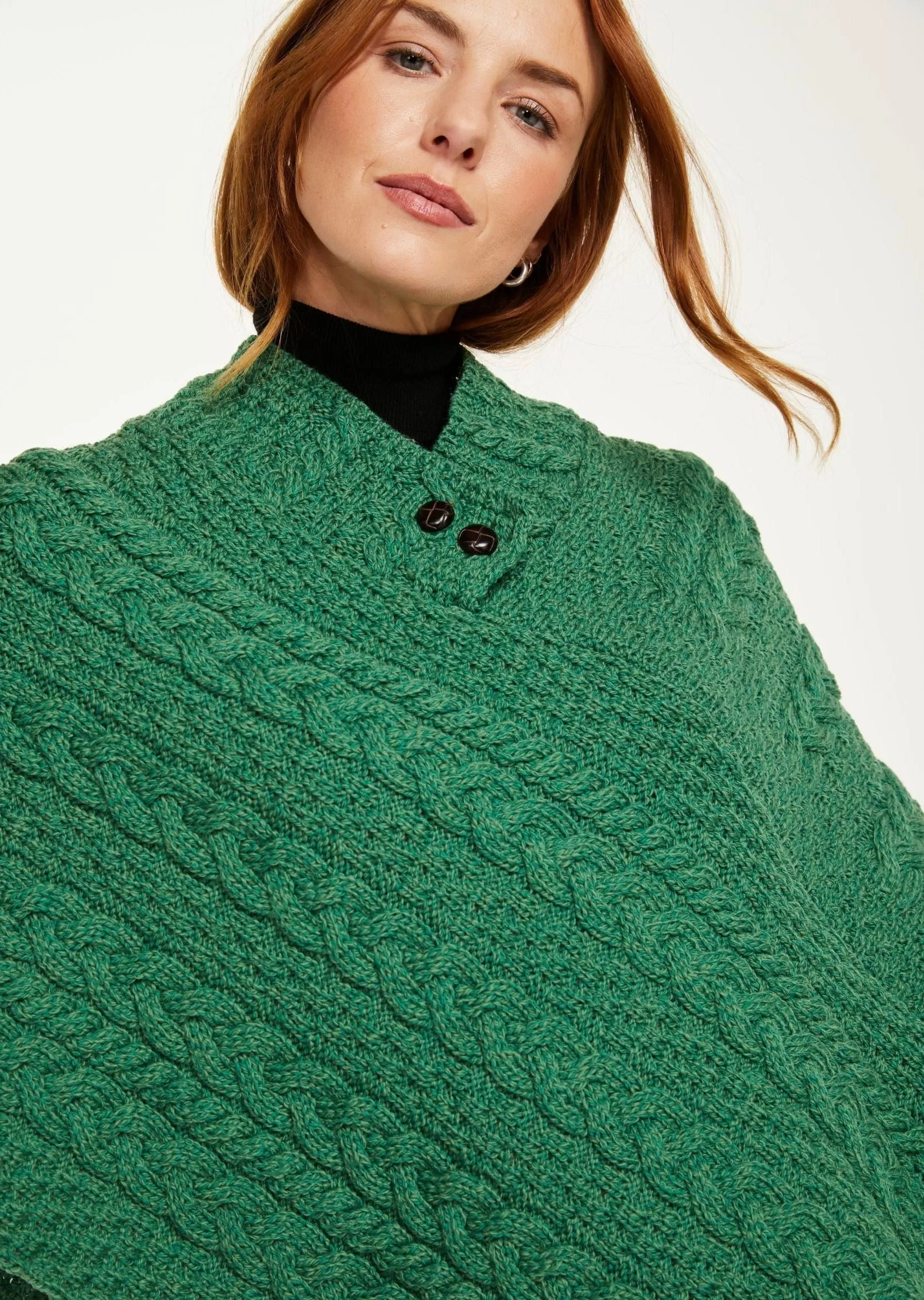 Aran Poncho | Green