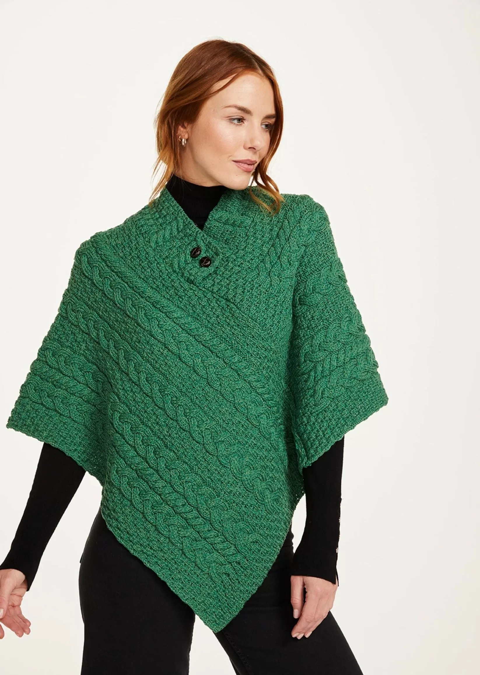 Aran Poncho | Green