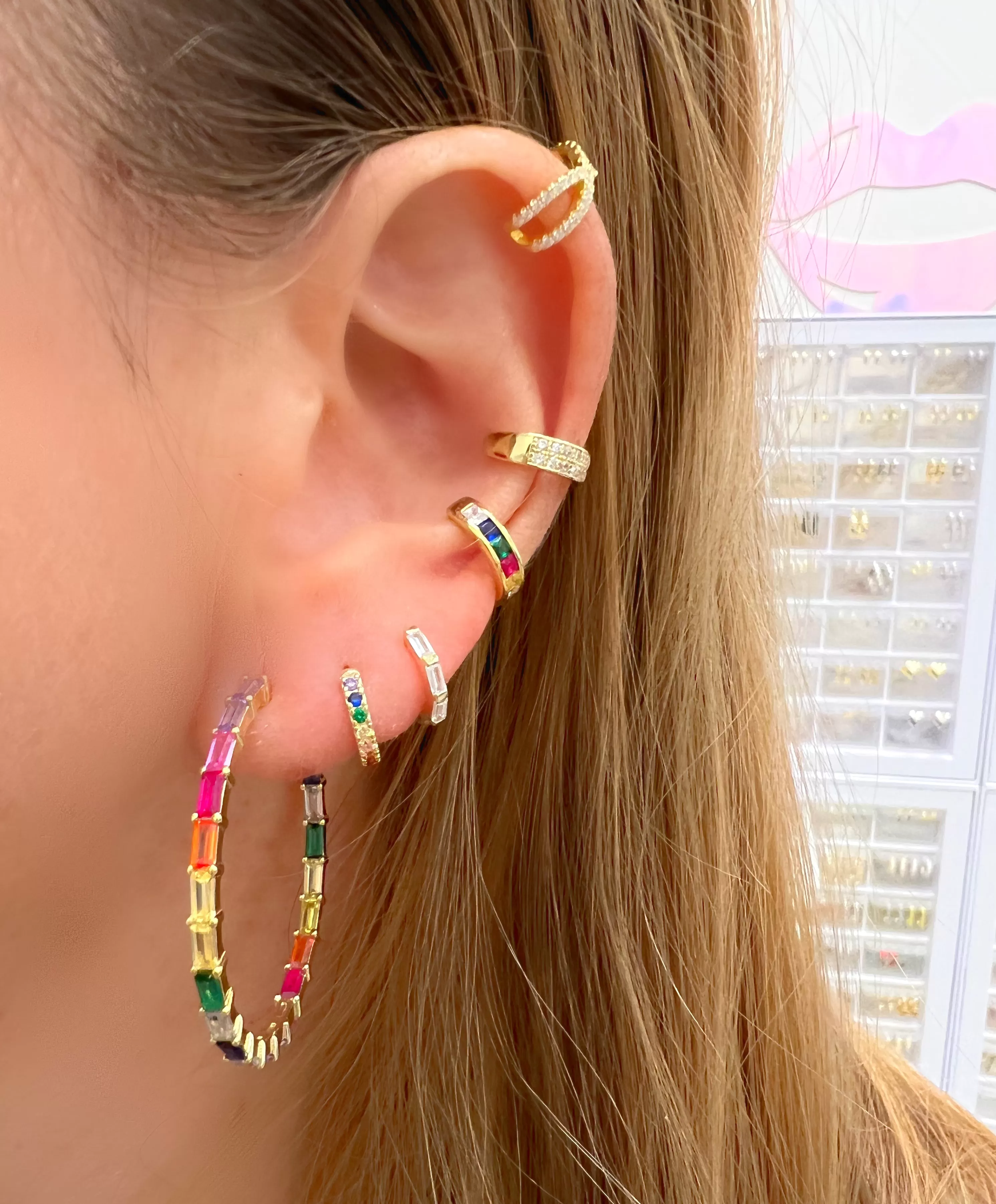 Baguette Rainbow Hoops