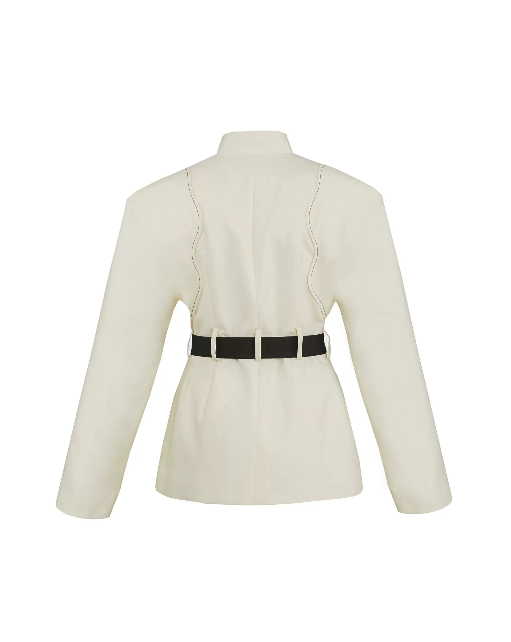 BELTED HIGH COLLAR JACKET