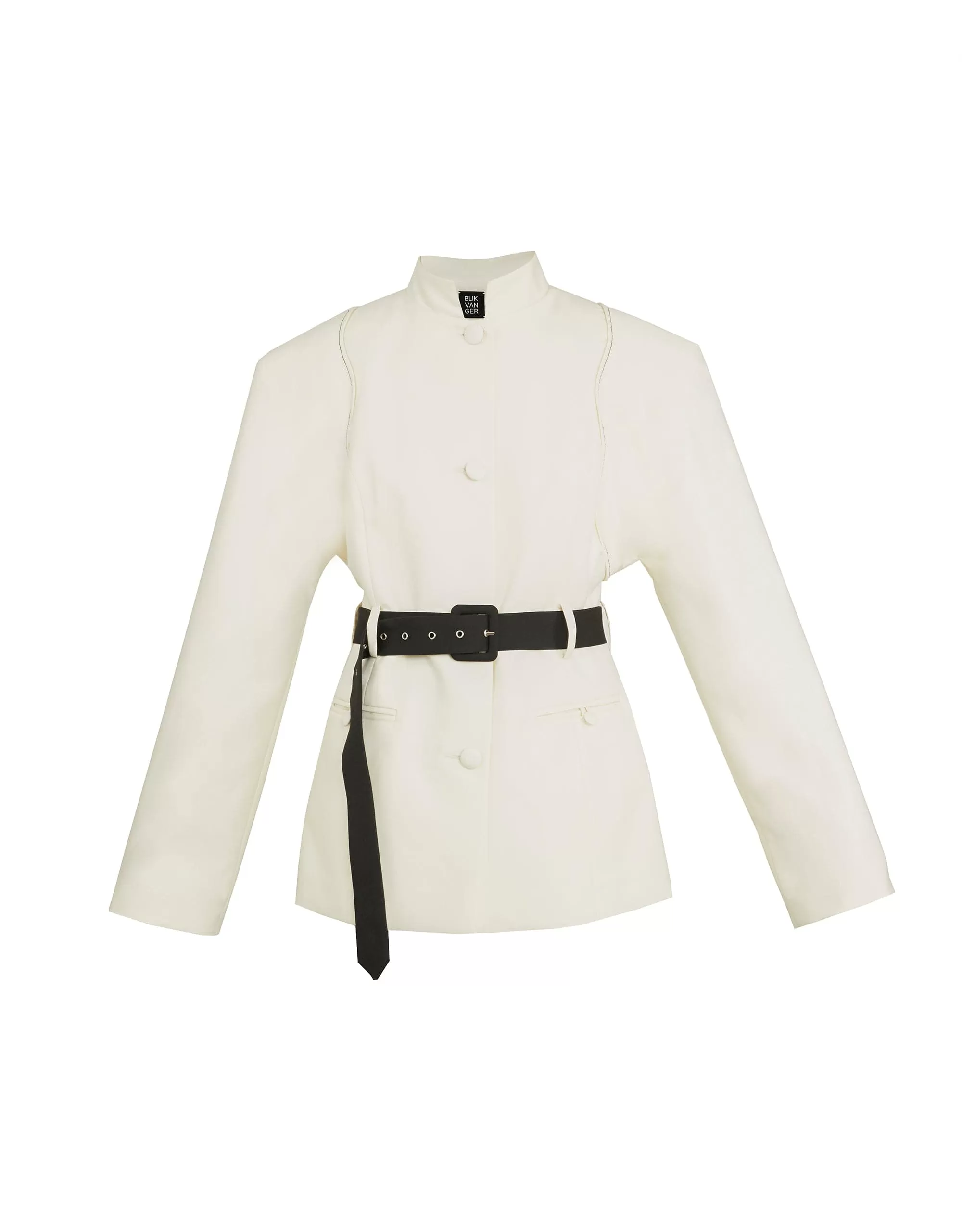 BELTED HIGH COLLAR JACKET