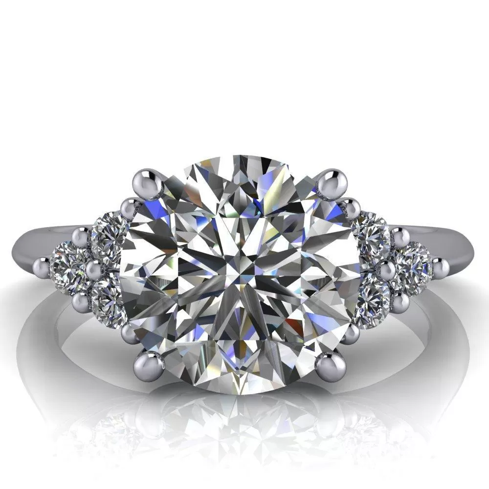 Biddle Round Lab-Grown Diamond Center Stone Trio Side Diamonds Engagement Ring