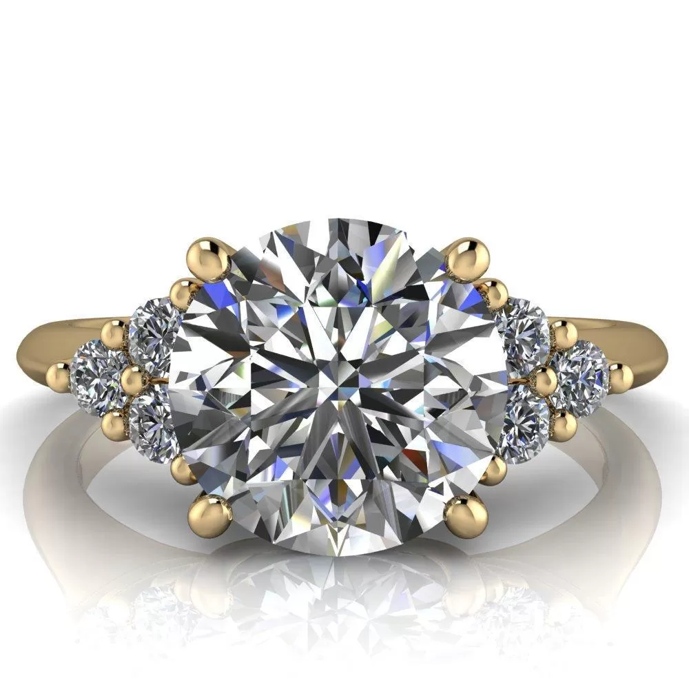 Biddle Round Lab-Grown Diamond Center Stone Trio Side Diamonds Engagement Ring