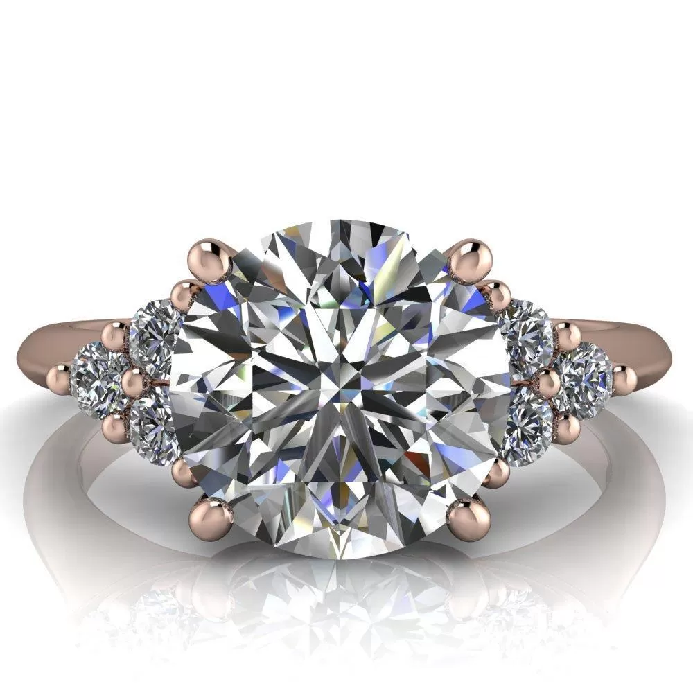 Biddle Round Lab-Grown Diamond Center Stone Trio Side Diamonds Engagement Ring