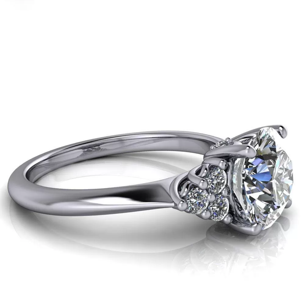 Biddle Round Lab-Grown Diamond Center Stone Trio Side Diamonds Engagement Ring