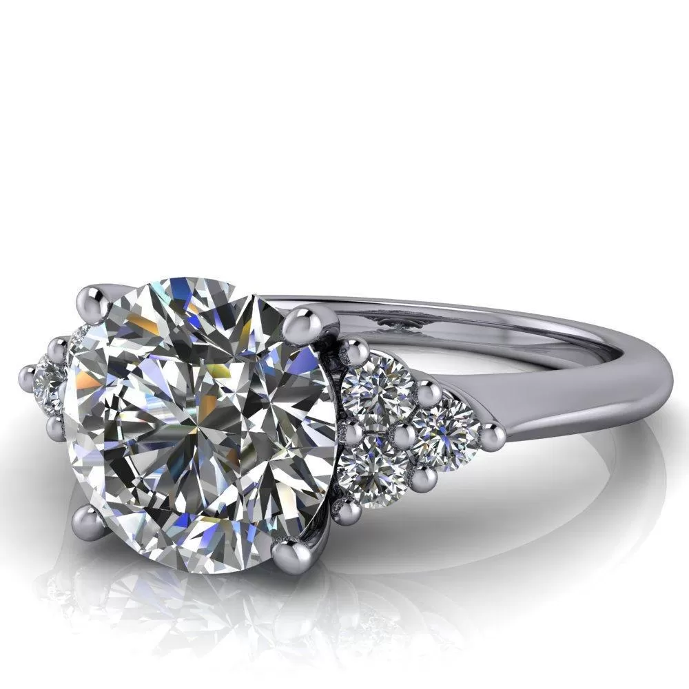 Biddle Round Lab-Grown Diamond Center Stone Trio Side Diamonds Engagement Ring