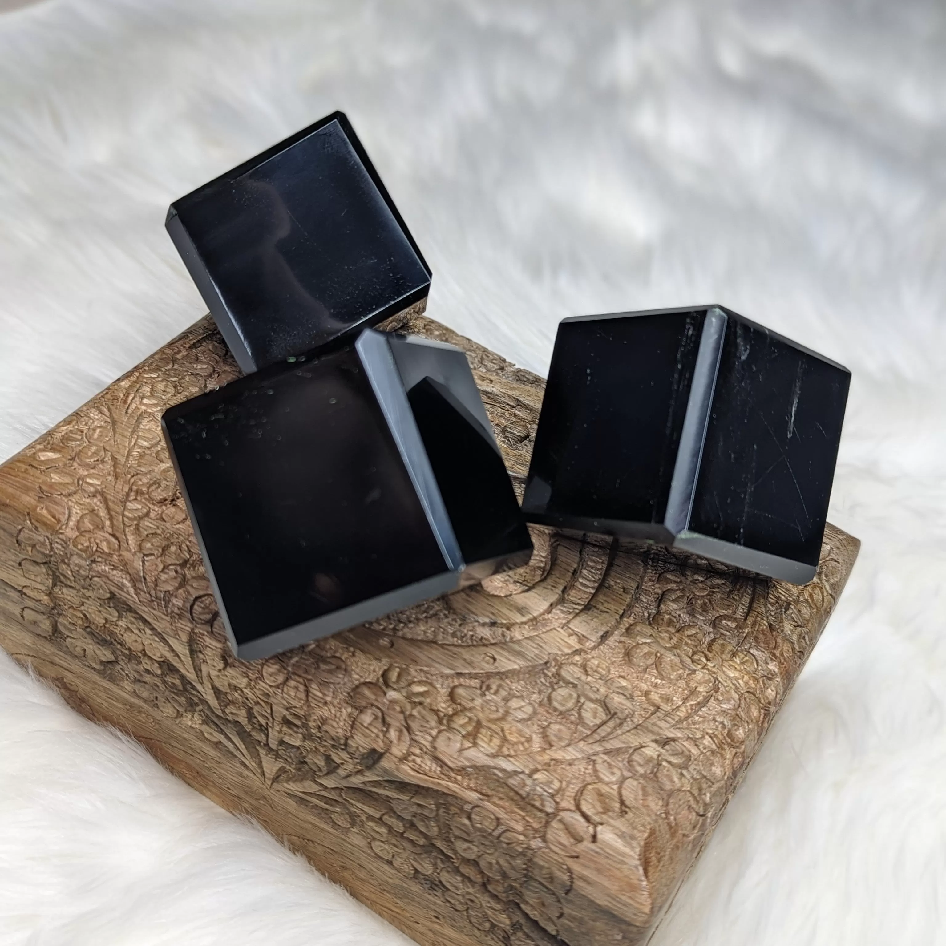 Black Obsidian Floating Cube (One)