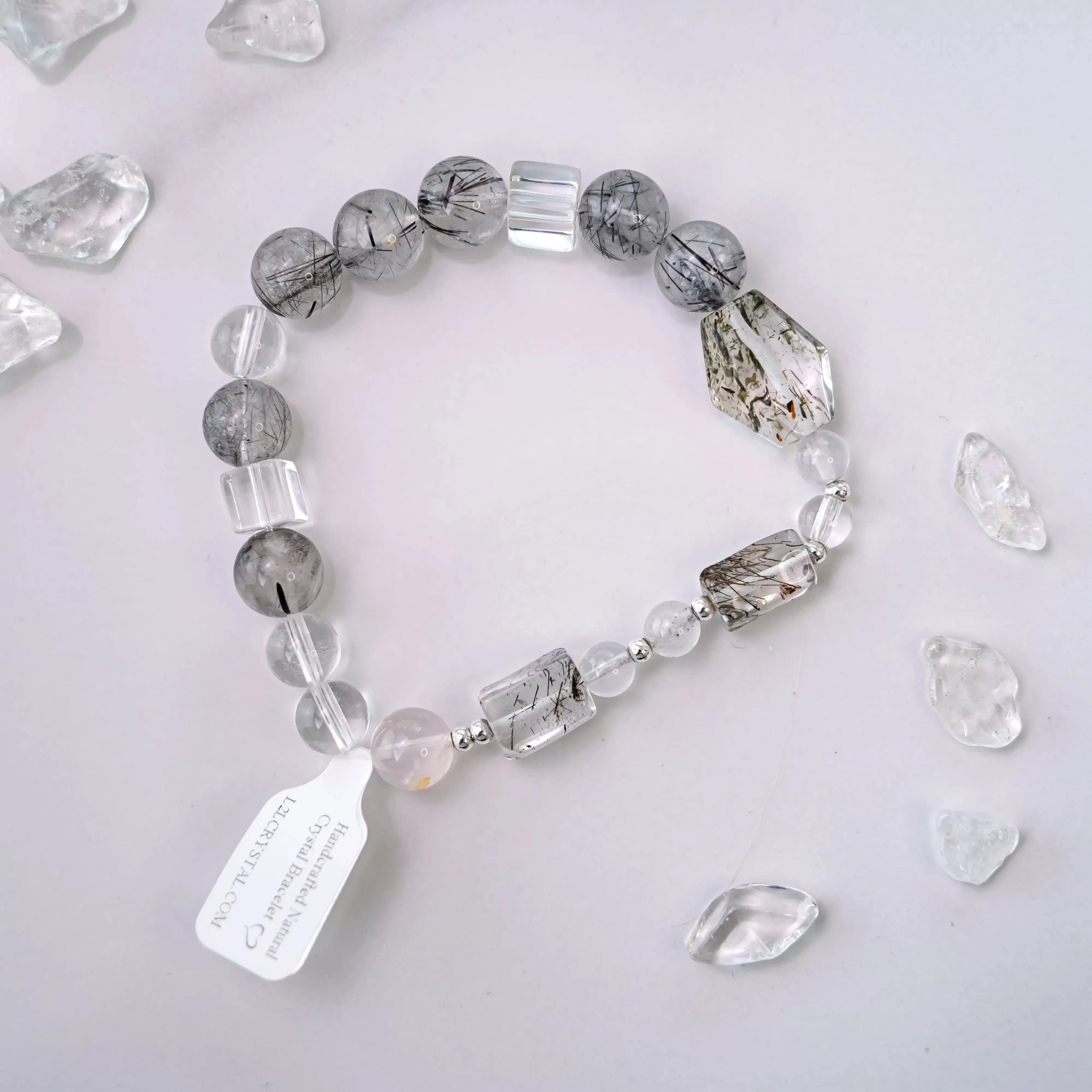 Black Rutilated Clear Quartz Bracelet