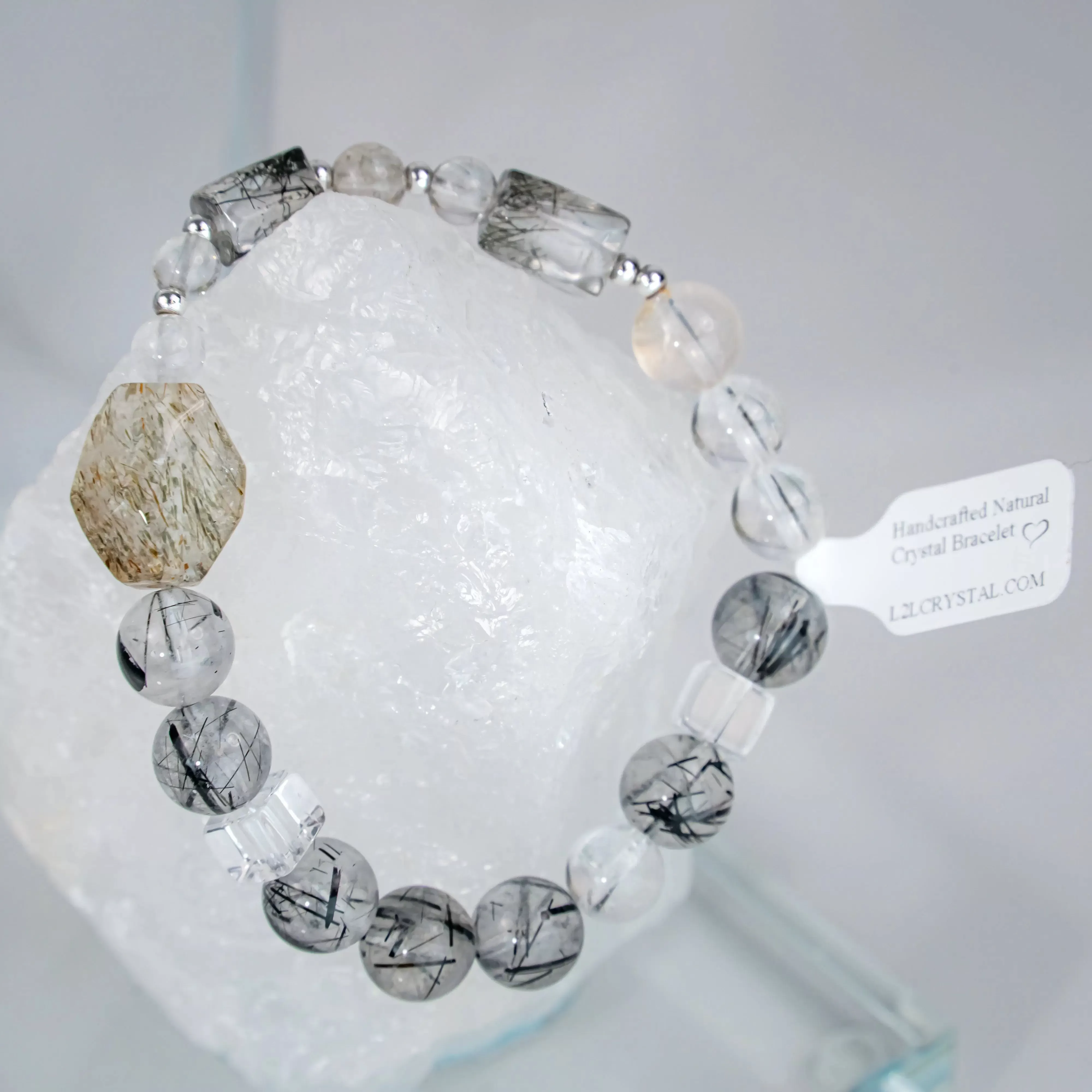 Black Rutilated Clear Quartz Bracelet