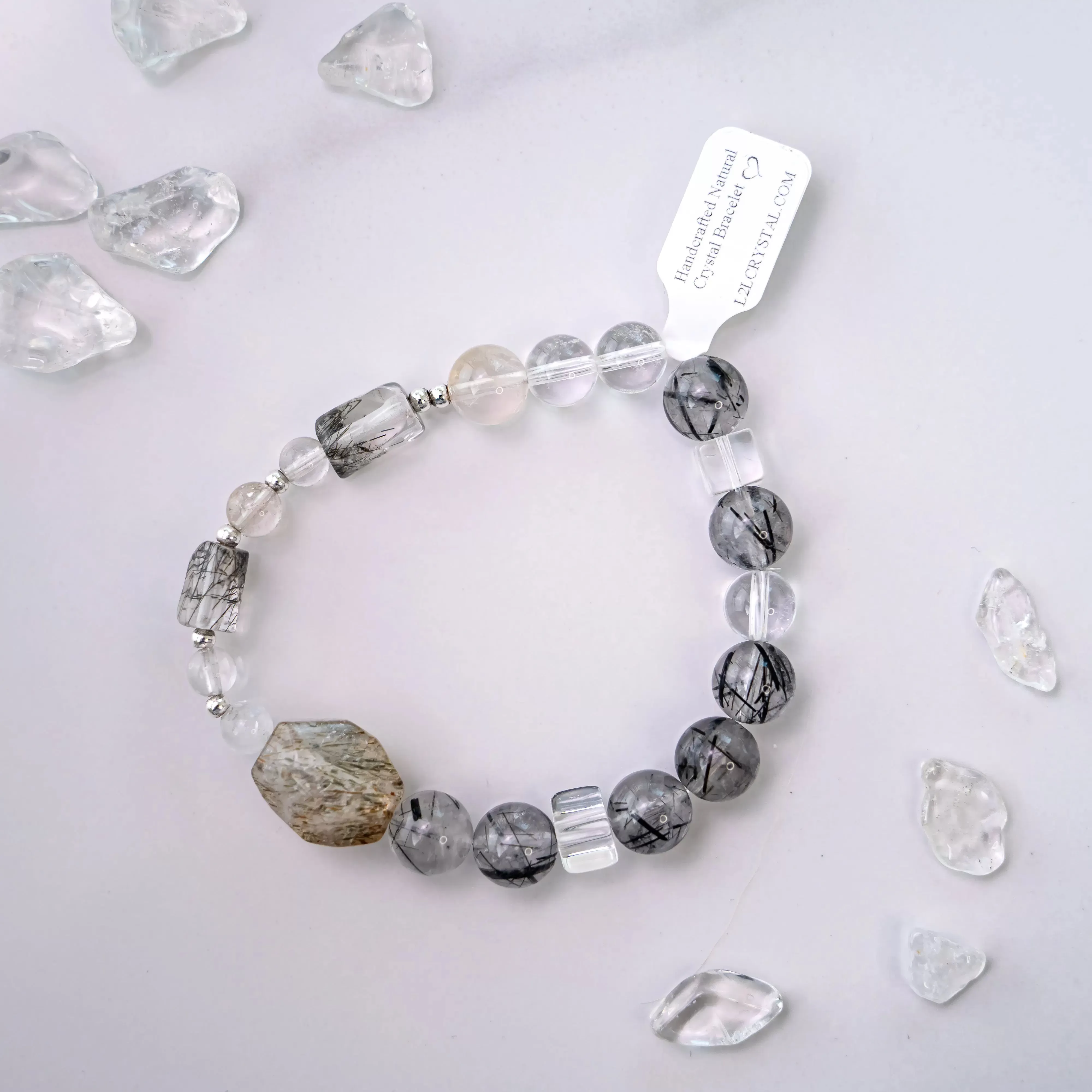 Black Rutilated Clear Quartz Bracelet