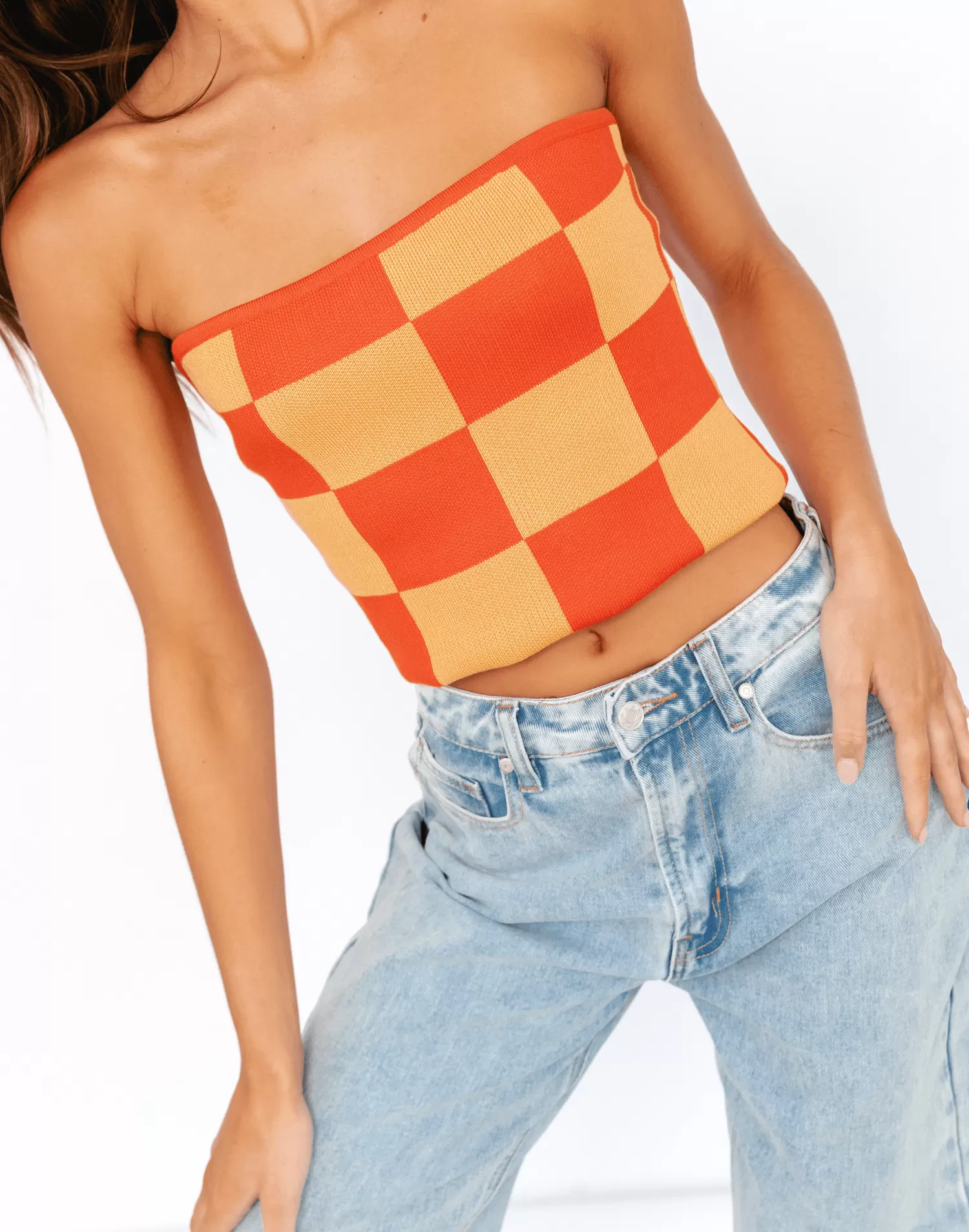 Blake Strapless Top (Red/Orange)