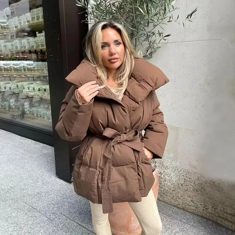 Bomber Belted Puffer Jacket