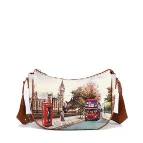 Borsa Donna Hobo Bag a Tracolla Y NOT YES-628 Stampa London Street