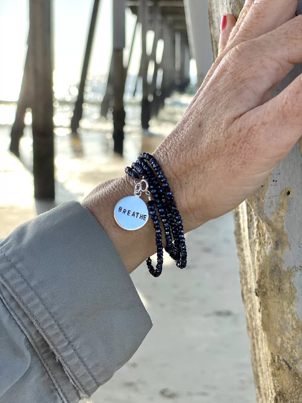 BREATHE Wrap Bracelet with Midnight Dark Crystals