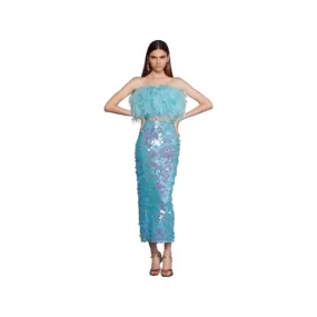 Bronx and Banco - Afiya Light Blue Feather Top - Light Blue